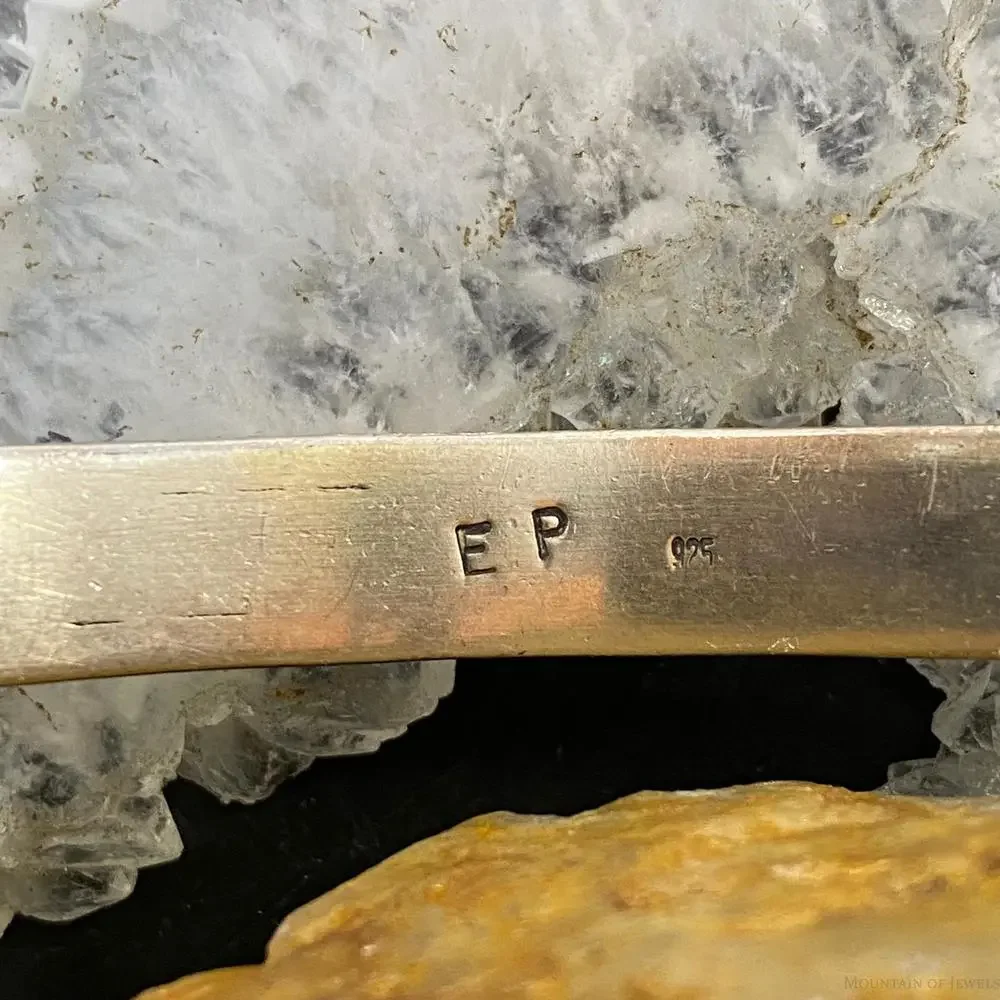 Vintage Signed Native American Sterling Silver Solid Carinated Bracelet For Men - Picture 7 of 10